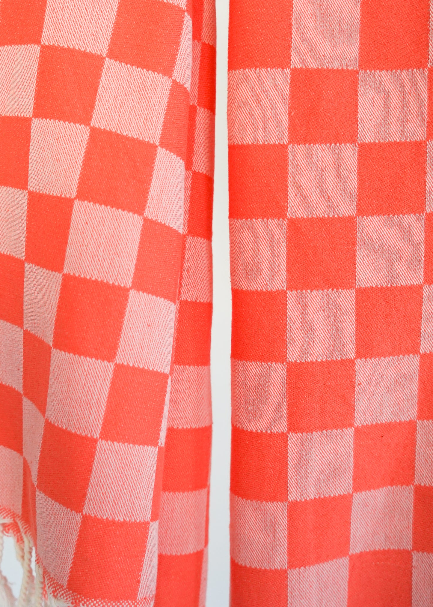 CHECK TURKISH TOWEL / CORAL