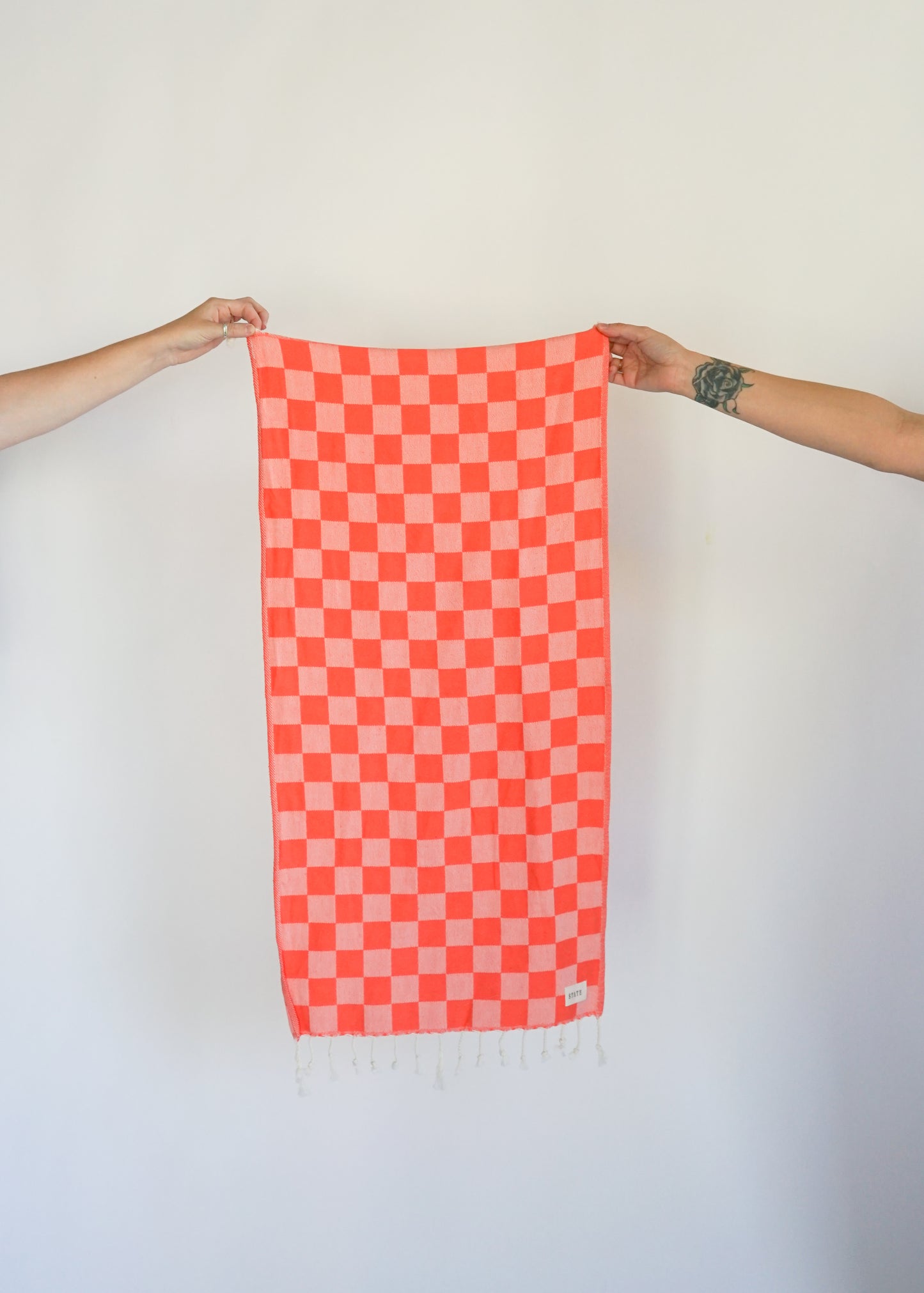 CHECK TURKISH TOWEL / CORAL